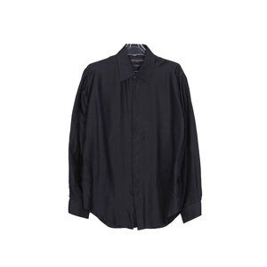 LOUIS VUITTON Monogram Navy Silk Evening Regular Long Sleeve Shirt